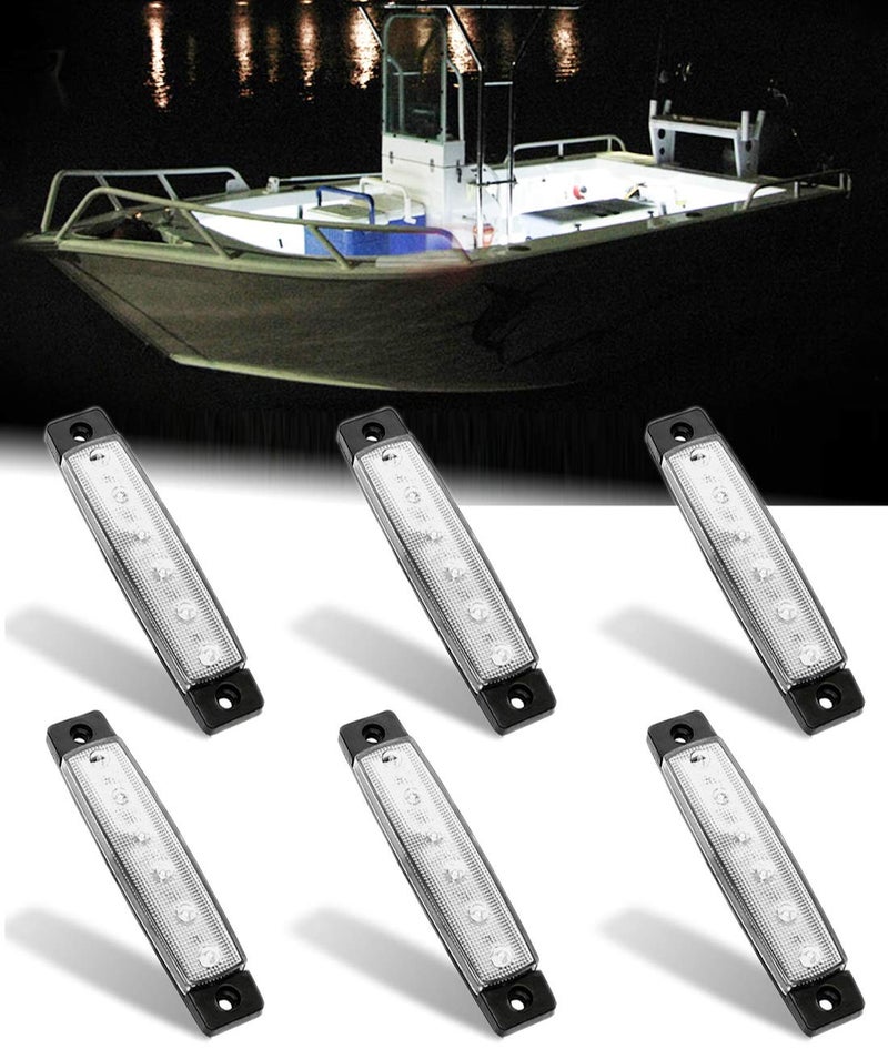 Shangyuan Interior Marine Strip Lights, 6 LED Utility Courtesy Light, White 12V Boat Lights, 6PCS - Image 1